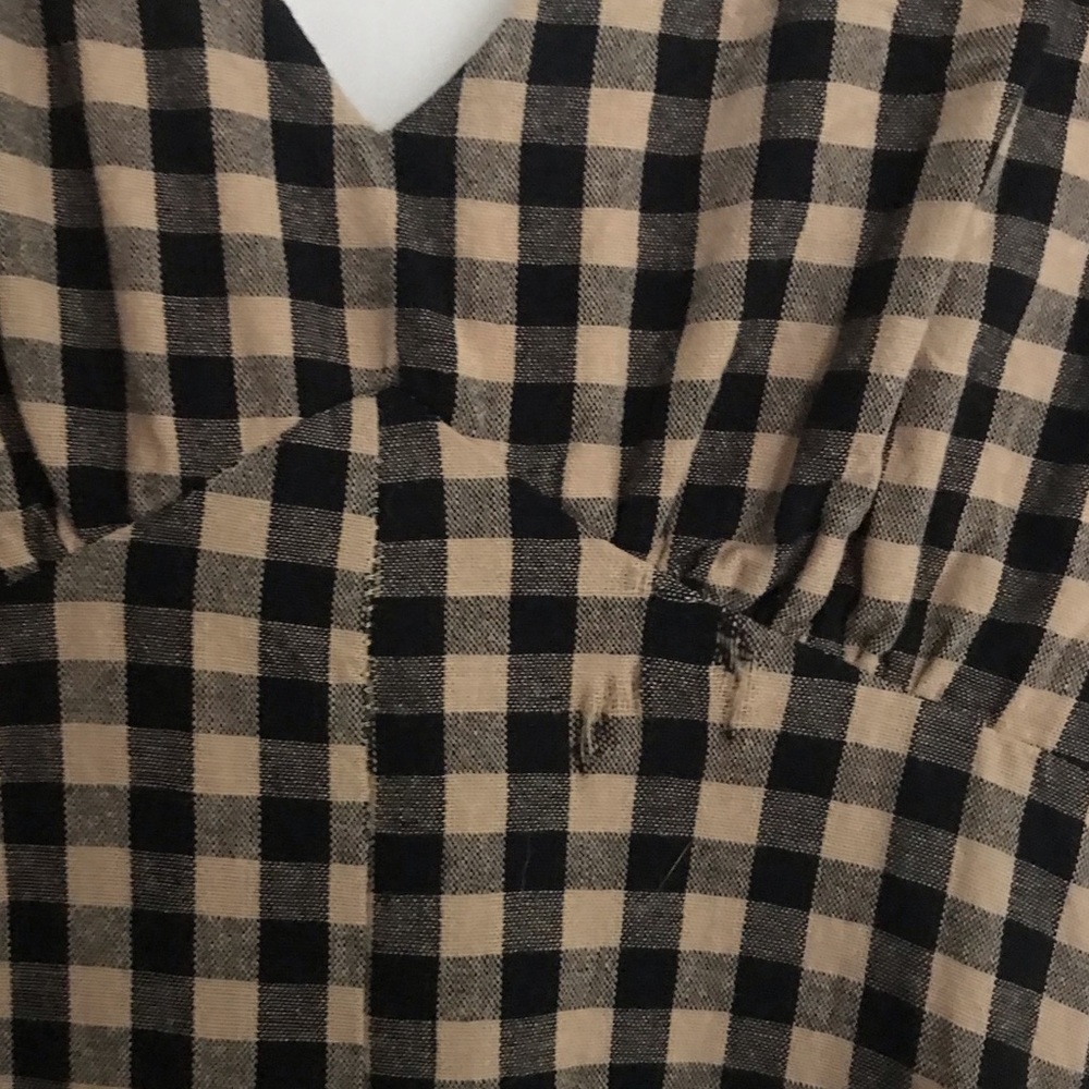 SOLD - Elm Beige Gingham Midi Dress - Picture 11 of 13